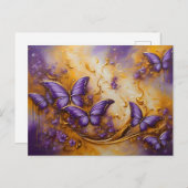 Purple & Gold Butterfly # 6 Postkarte (Vorne/Hinten)