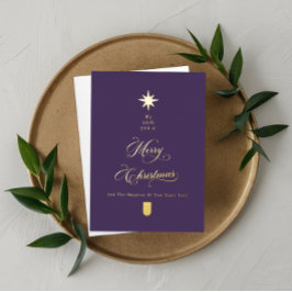 Purple Gold Calligraphy Christmas Card Folien Feiertagskarte