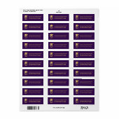 Purple | Gold Class of 2026 Graduation Cap Label (Vorne)