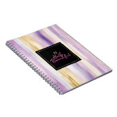 Purple Gold Cream Stripes Pink Black Hello   Notizblock (Rechte Seite)