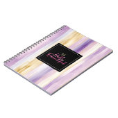 Purple Gold Cream Stripes Pink Black Hello   Notizblock (Linke Seite)