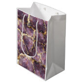 Purple Gold Crystal Collage Gift Bag Mittlere Geschenktüte (Vorderseite Schrägansicht)