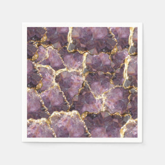 Purple Gold Crystal Collage Napkins Serviette