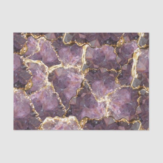 Purple Gold Crystal Collage Tissue Paper Seidenpapier (Vorderseite)