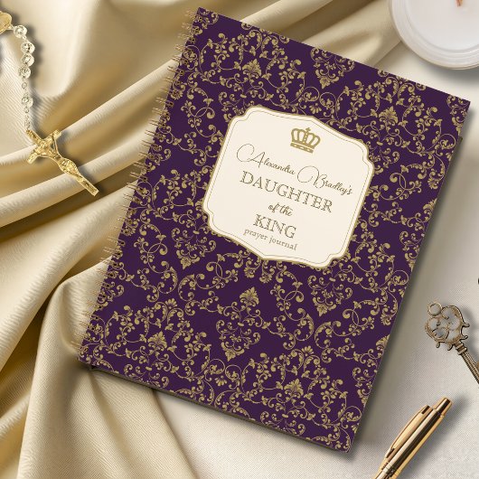 Purple Gold Damask Daughter of the King Notizblock