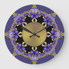 Purple Gold Decorative Lace Wall Clock Große Wanduhr