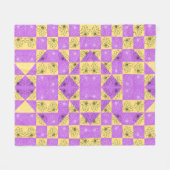 Purple gold Flower seamless Checkerboard pattern Fleecedecke (Vorderseite (Horizontal))