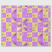 Purple gold Flower seamless Checkerboard pattern Geschenkpapier (Flach)