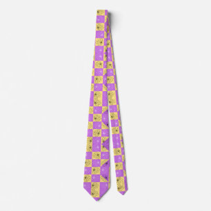 Purple gold Flower seamless Checkerboard pattern Krawatte
