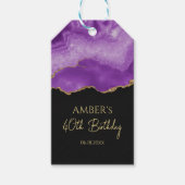 Purple Gold Glitter Abstract Watercolor Marble Geschenkanhänger (Vorderseite)