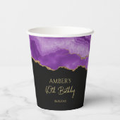 Purple Gold Glitter Abstract Watercolor Marble Pappbecher (Rückseite)