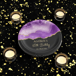 Purple Gold Glitter Abstract Watercolor Marble Pappteller