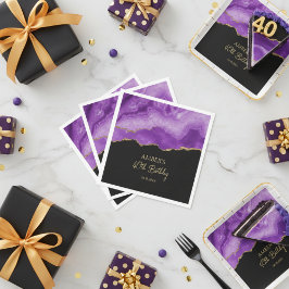 Purple Gold Glitter Abstract Watercolor Marble Serviette