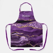 Purple Gold Glitter Apron Personalized Your Name Schürze (Vorderseite)