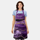 Purple Gold Glitter Apron Personalized Your Name Schürze (Getragen)
