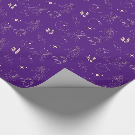 Purple Gold Goddess Tattoo Pattern Geschenkpapier (Ecke)