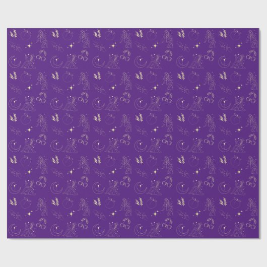 Purple Gold Goddess Tattoo Pattern  Geschenkpapier (Flach)