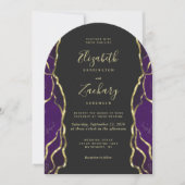 Purple Gold Ink Dark Arch Wedding Invitation Einladung (Vorderseite)
