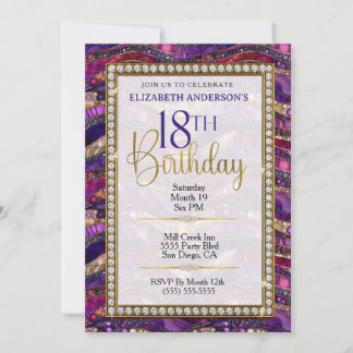Purple Gold Jeweled 18th Birthday Einladung