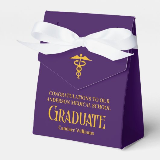 Purple Gold Medical School Graduation Party Geschenkschachtel (Vorderseite)