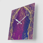Purple & Gold Moroccan Arabian Belly Dancing Glam Quadratische Wanduhr (Winkel)