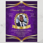 Purple Gold Pastoral Appreciation Church Service Flyer (Vorne)