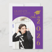 Purple & Gold Photo Graduation announcement (Vorderseite)
