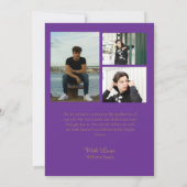 Purple & Gold Photo Graduation announcement (Rückseite)