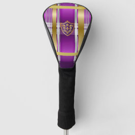 Purple Gold Plaid Fleur De Lis Golf Head Cover Headcover