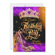 Purple Gold Queen Princess Birthday Party Shoe