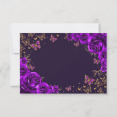 Purple Gold Quinceanera Reply RSVP Karte (Rückseite)
