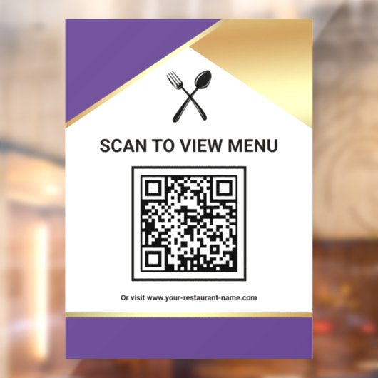 Purple Gold Restaurant Digitales QR-Code-Menü Fensteraufkleber (Blatt 2)