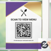 Purple Gold Restaurant Digitales QR-Code-Menü Fensteraufkleber (Zuhause)
