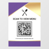 Purple Gold Restaurant Digitales QR-Code-Menü Fensteraufkleber (Blatt)