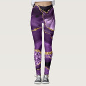 Purple Gold Sparkly Leggings Custom Name Text (Vorderseite)