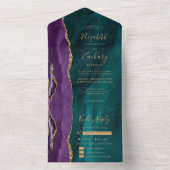 Purple Gold Teal Agate Meal Options Wedding All In One Einladung (Innen Boden)