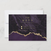 Purple Gold Wedding RSVP Karte (Vorderseite)