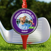 Purple Golfer Photo Custom Golf Team Christmas Ornament Aus Metall