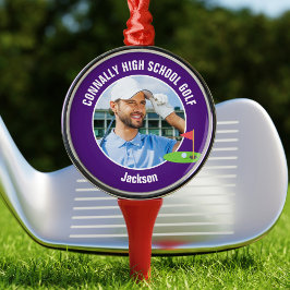 Purple Golfer Photo Custom Golf Team Christmas Ornament Aus Metall