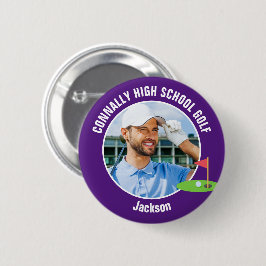 Purple Golfer Photo High School Golf Team Button