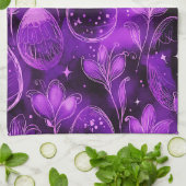 Purple Gothic Easter Pattern Geschirrtuch (Gefaltet)