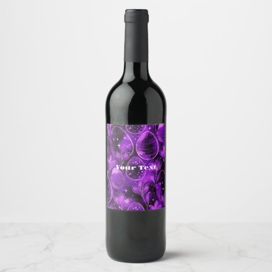 Purple Gothic Easter Pattern Weinetikett (Vorderseite)