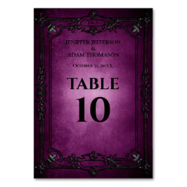 Purple Gothic Halloween Alternative Wedding Tischnummer