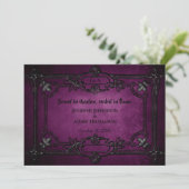 Purple Gothic Halloween wedding invitation Einladung (Stehend Vorderseite)