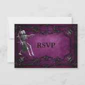 Purple Gothic Halloween Wedding RSVP Card Karte (Rückseite)