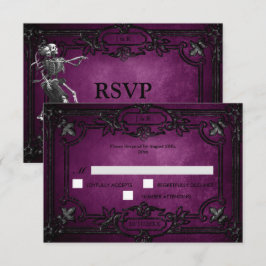 Purple Gothic Halloween Wedding RSVP Card Karte