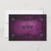Purple Gothic Halloween Wedding RSVP Card Karte (Rückseite)