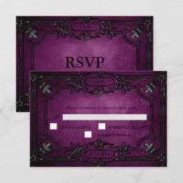 Purple Gothic Halloween Wedding RSVP Card Karte