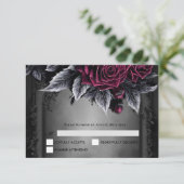 Purple Gothic Halloween Wedding RSVP Card Karte (Stehend Vorderseite)
