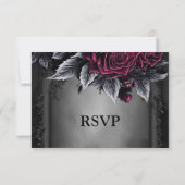Purple Gothic Halloween Wedding RSVP Card Karte (Rückseite)